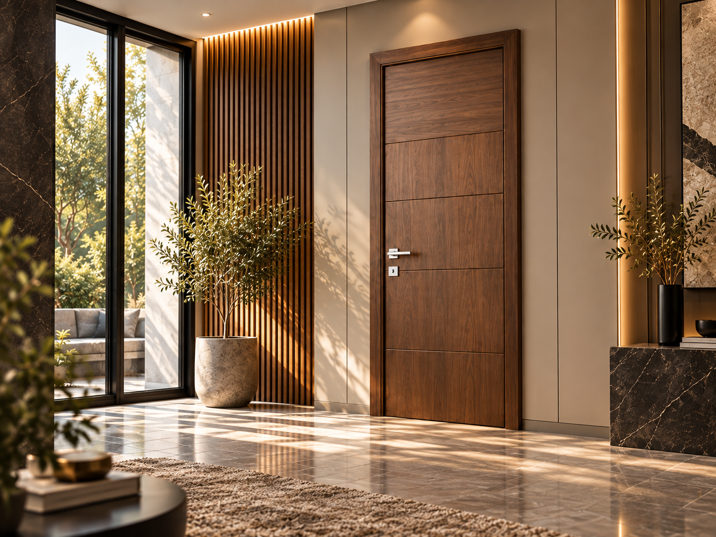 Walnut entry door