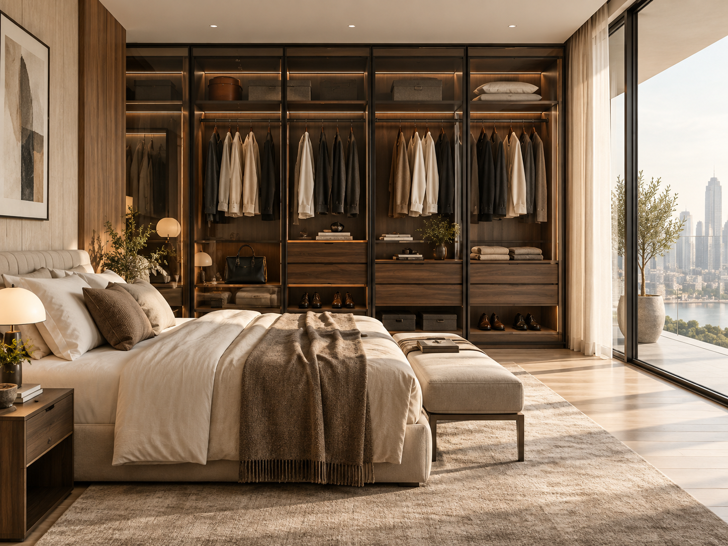 Premium wardrobe integrated with a luxury bedroom
